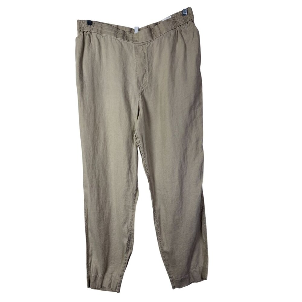 COS Beige 100% True Hemp Elastic Waist Pants Women Size Large Straight Lagenlook